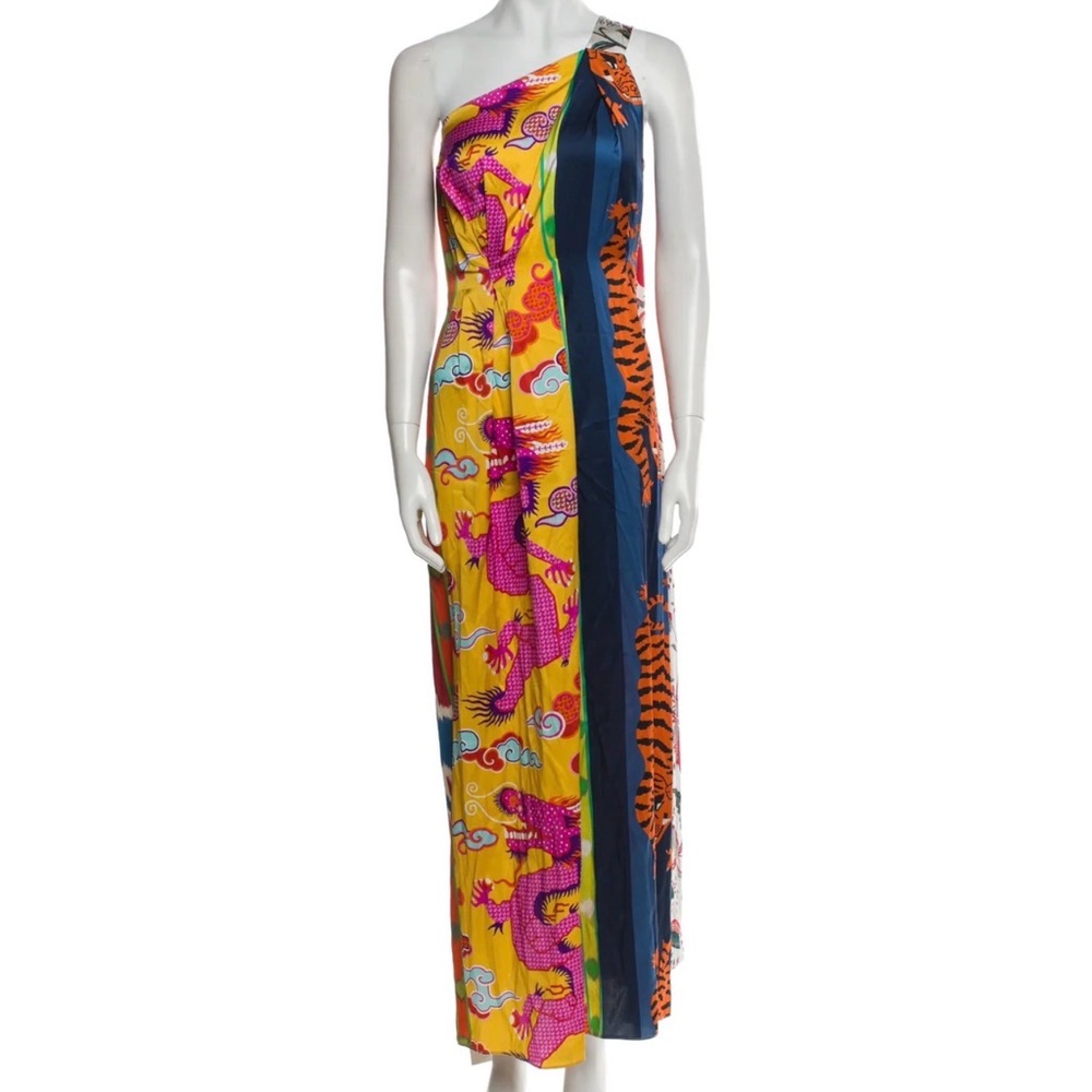 Libertine One-Shoulder Dragon & Tiger Print Maxi Dress